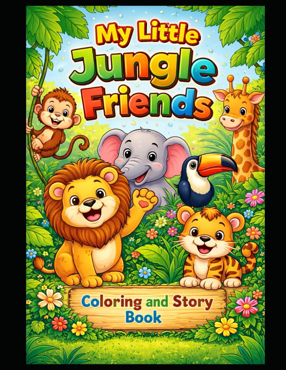Jungle Friends: A Cute Story and Coloring Book for Toddlers