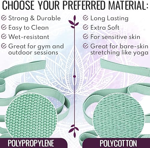 Miniatura 3 de TECEUM Stretching Strap for Yoga & Physical Therapy 10 Loops Non-Elastic Leg Stretch Straps for Stretching, Exercising, Pilates, Post-Injury