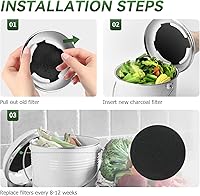 Vista 7 de Filtro de contenedor de compost, filtros de carbón de 6.7 pulgadas para cubeta de abono de cocina, filtro de compostaje para encimera del hogar