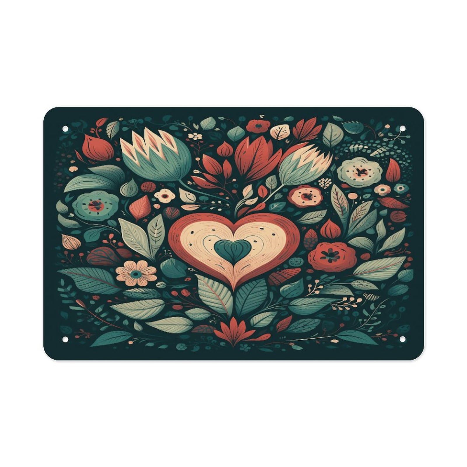 Fodpand Style Flower Shape Pattern Wall Art Metal Signs Tin Sign