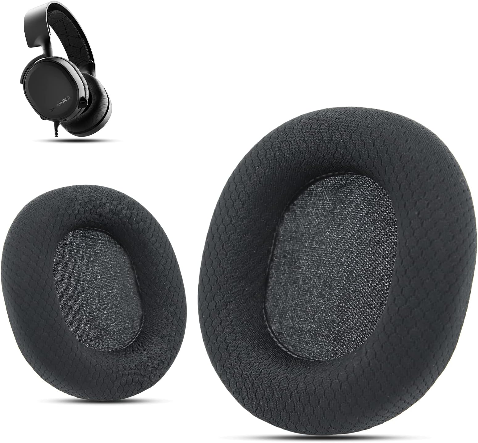 SteelSeries Replacement Earpads, Soft Cushions Compatible with SteelSeries Arctis 7 Earpads and SteelSeries Arctis 7, 1, Pro, 3, 5, 7+, 7P, 7X, 9, Nova Pro, Prime – Black