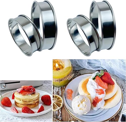 Miniatura 4 de Paquete de 10 anillos ingleses para magdalenas, anillos de cocina de acero inoxidable de doble enrollado, moldes redondos de 4 pulgadas, anillos