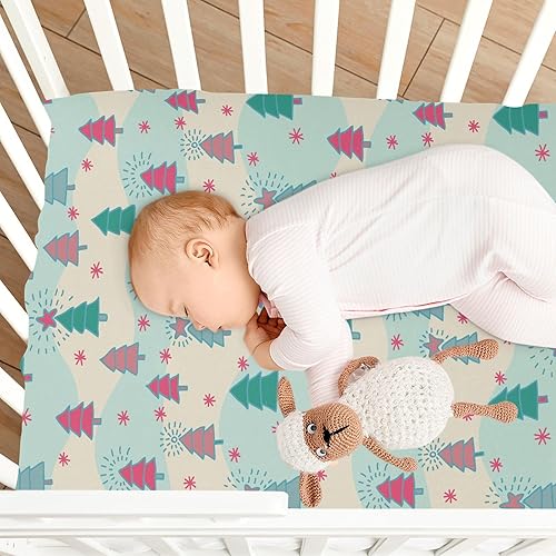 Miniatura 7 de Christmas Tree Pattern Crib Sheets - Stretchy Fitted Crib Sheets for Boys Girls, Unisex Cozy Baby Crib Sheet 27 x 39 x 5 Inches