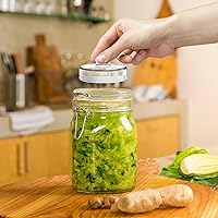 Vista 7 de Jucoan Paquete de 9 pesos de fermentación de vidrio con mango de fácil agarre, pesos de fermentación de vidrio pesado para frascos Mason de boca