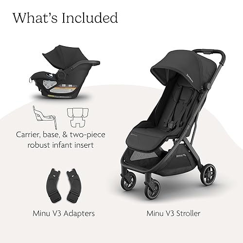 Miniatura 2 de UPPAbaby Sistema de viaje, incluye cochecito Minu V3 + combo de asiento de automóvil ligero Aria - Adaptadores, asiento de automóvil, base + inserto