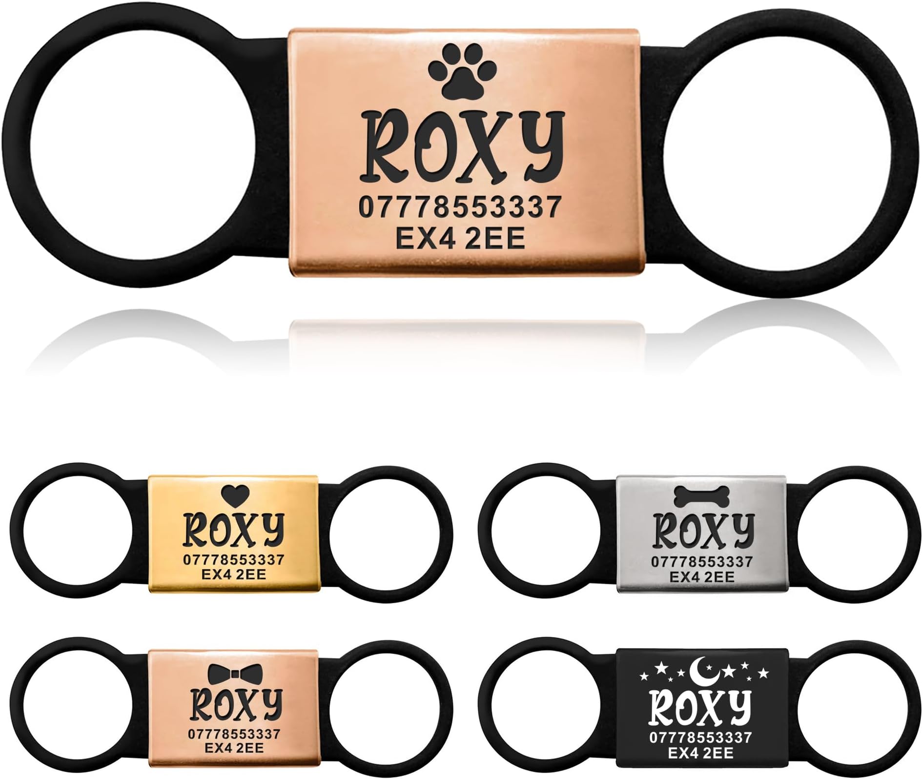 GISUREY ID Tags for Dogs Cats Silent Slide On Dog Tags for Pets