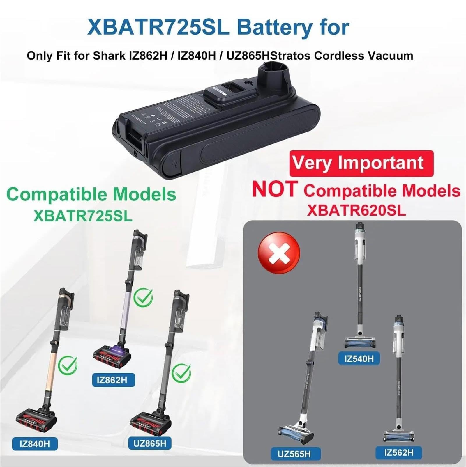 Compatibile con Shark XBATR725SL Batteria Di Ricambio