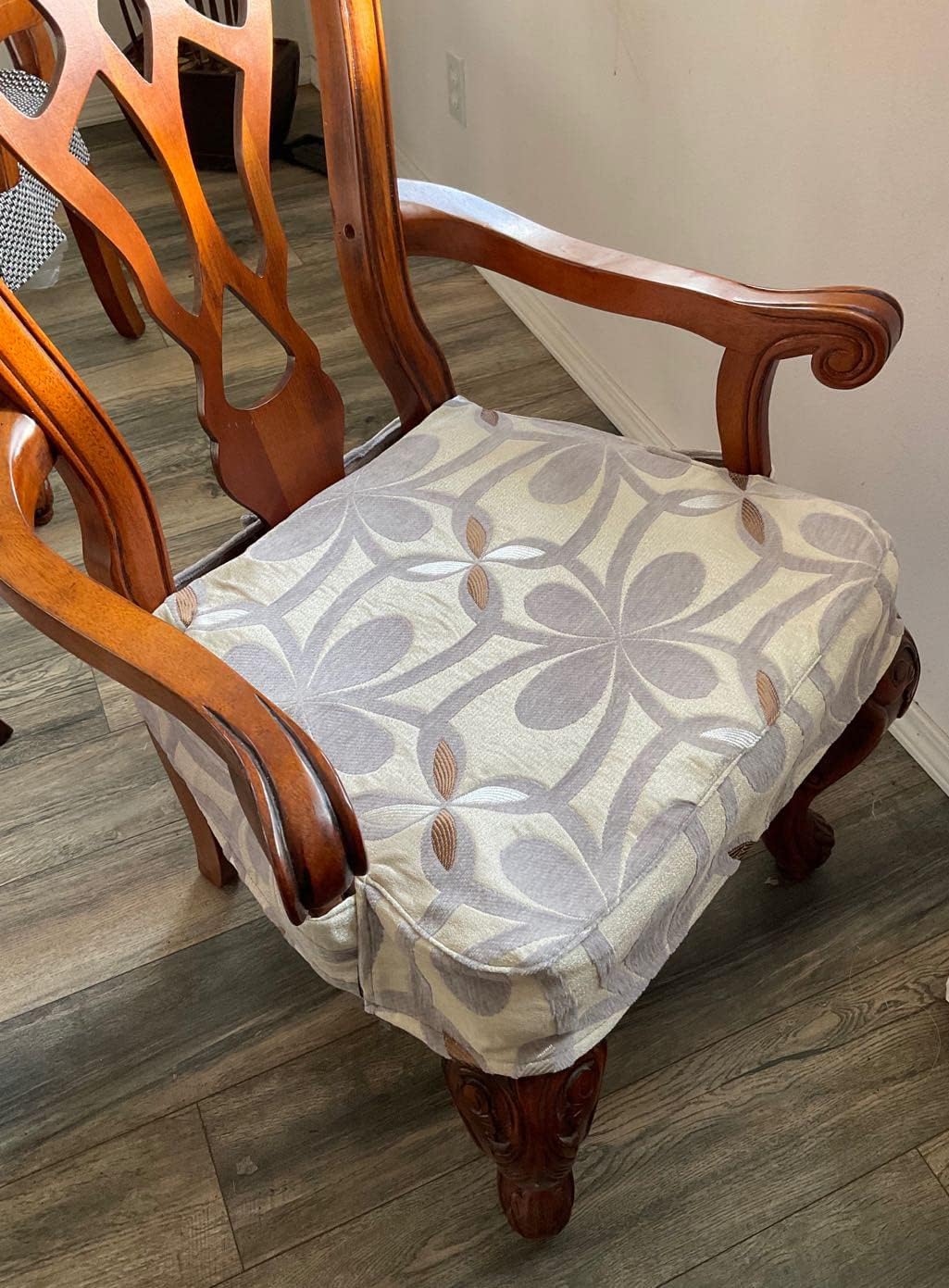 OctoRose Made to fit Any Size Dining Chair with The arms or Without The arms Upholstery Material Chair Seat Cover, Customize Size Set of Two Chair Covers (Chenille-Grey)