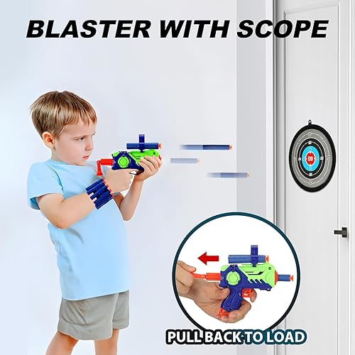 Miniatura 5 de TOY Life Juguetes de arco y flecha para niños con luces LED, 2 objetivos y pistola de juguete de dardos de espuma, juego de disparos, juegos de