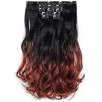 Vista 10 de HSPJHTM Extensiones de cabello castaño rojizo con clip, extensiones de cabello sintético de 22 pulgadas para Halloween, extensiones de cabello