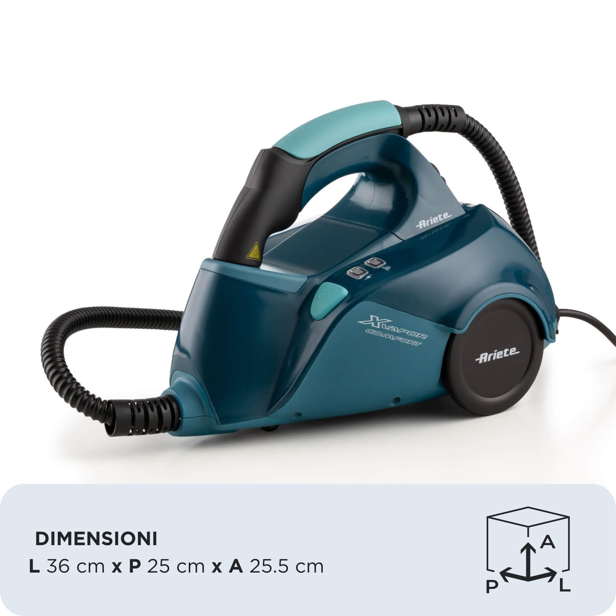 Ariete 4145 XVapor Comfort, Pulitore a vapore, Uccide 99,9% germi e batteri, Kit accessori, Vapore continuo 45', 1500W, 5 bar, Blu