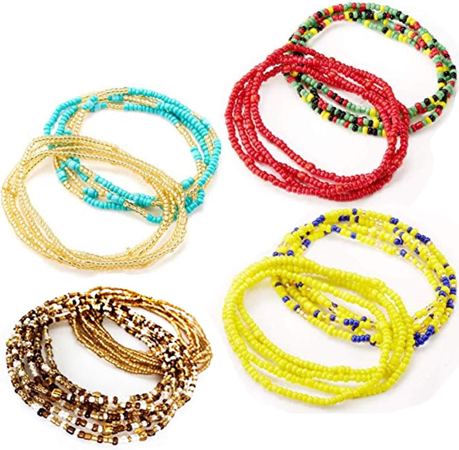8 Piece Summer Jewelry Waist Bead Set, Colorful Waist Bead, Belly Bead, African Waist Bead, Body Chain, Beaded Belly Chain, Bikini Jewelry for Woman Girl (style 1)