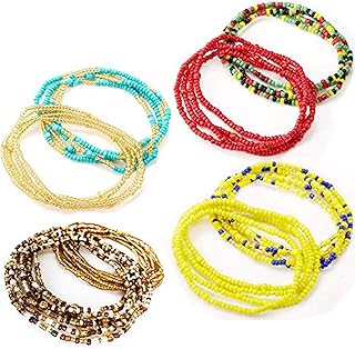 Tuoshei 8 Piece Summer Jewelry Waist Bead Set, Colorful Waist Bead, Belly Bead, African Waist Bead, Body Chain, Beaded Bel...