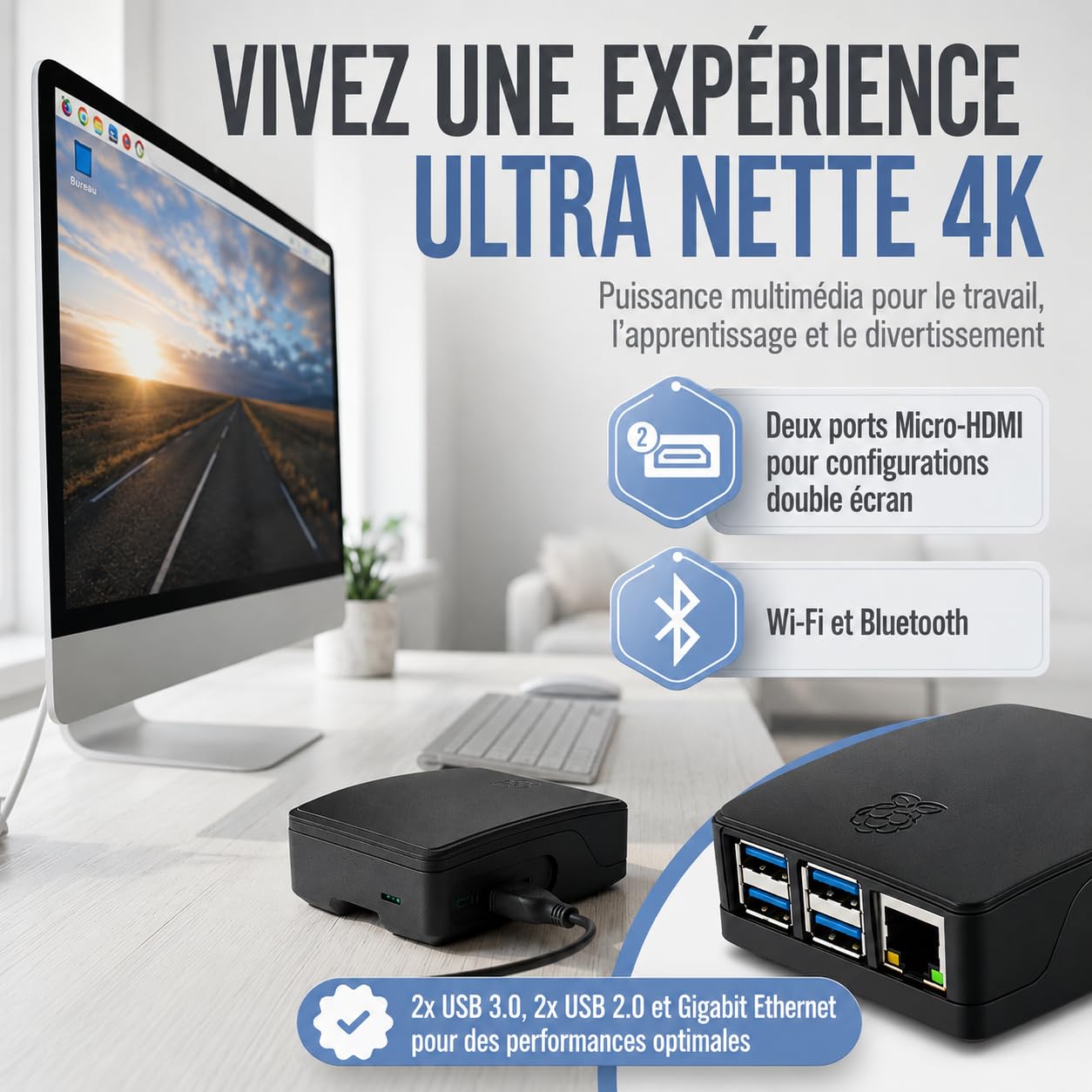 db-tronic Raspberry Pi 5 2 Go Starter Kit | Édition Noire 64 Go | Alimentation 27 W | Boîtier avec Ventilateur | Micro HDMI 4K | idéal pour Home Assistant et Le Smart Home