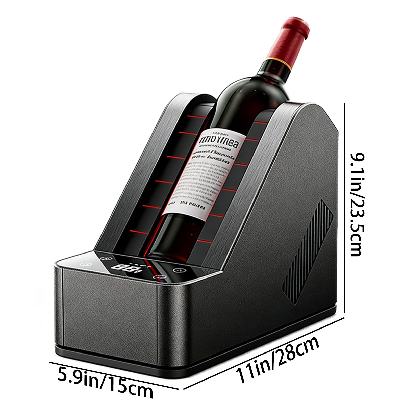 Enfriador de vino eléctrico para botella individual, temperatura ajustable de 0 a 20 °C, pantalla LCD, control táctil LED, iluminación ambiental para mesa de comedor, caja de refrigeración compacta