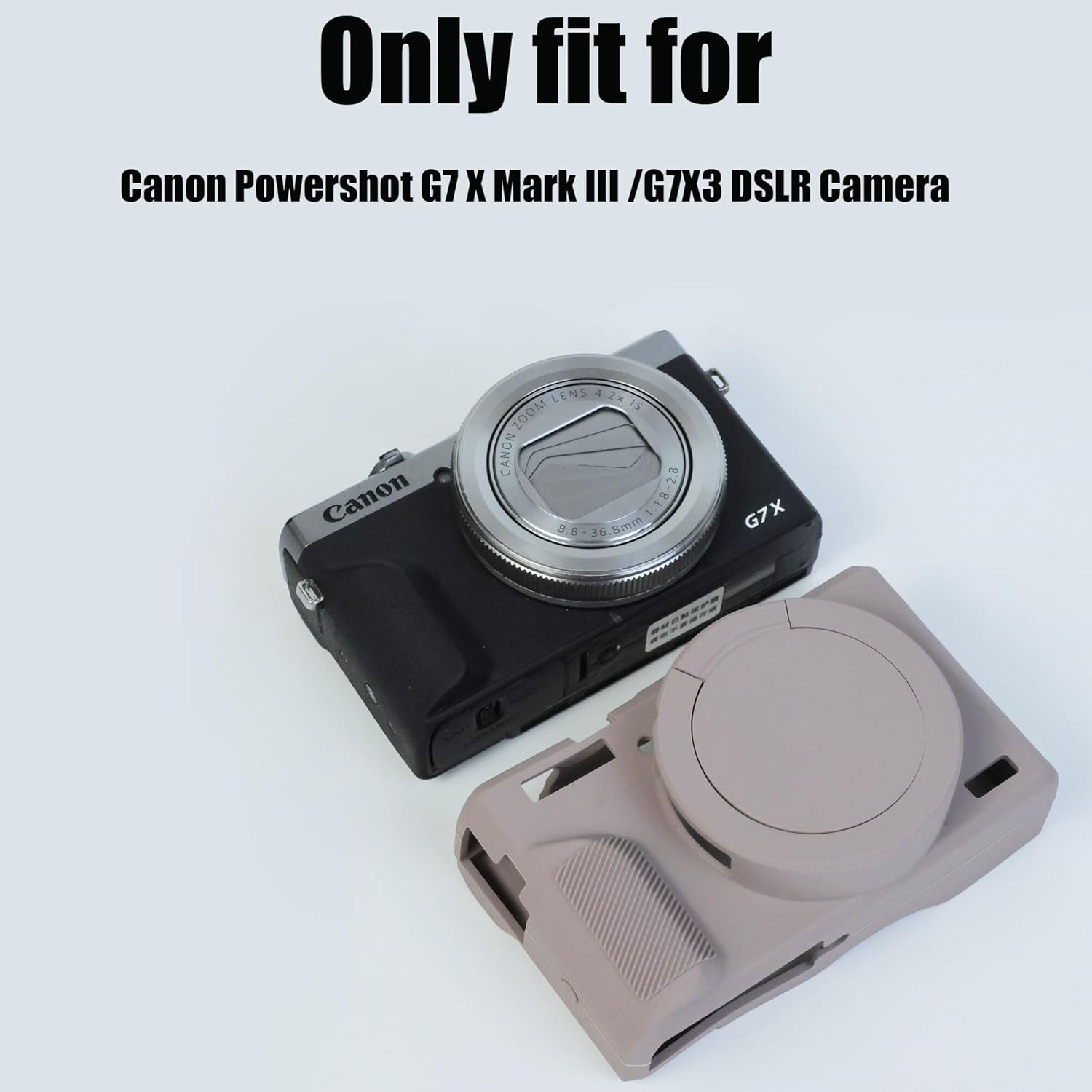 PCTC G7XIII Silicone Case, Soft Silicone Case for Canon Powershot G7X Mark III Digital Camera, G7X Mark III Accessories with Detachable Lens Cover (Grey) - Image 2