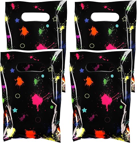 Hxezoc 50 bolsas de caramelos de neón que brillan en la oscuridad, bolsas de plástico coloridas para golosinas, envoltura de regalo de neón con