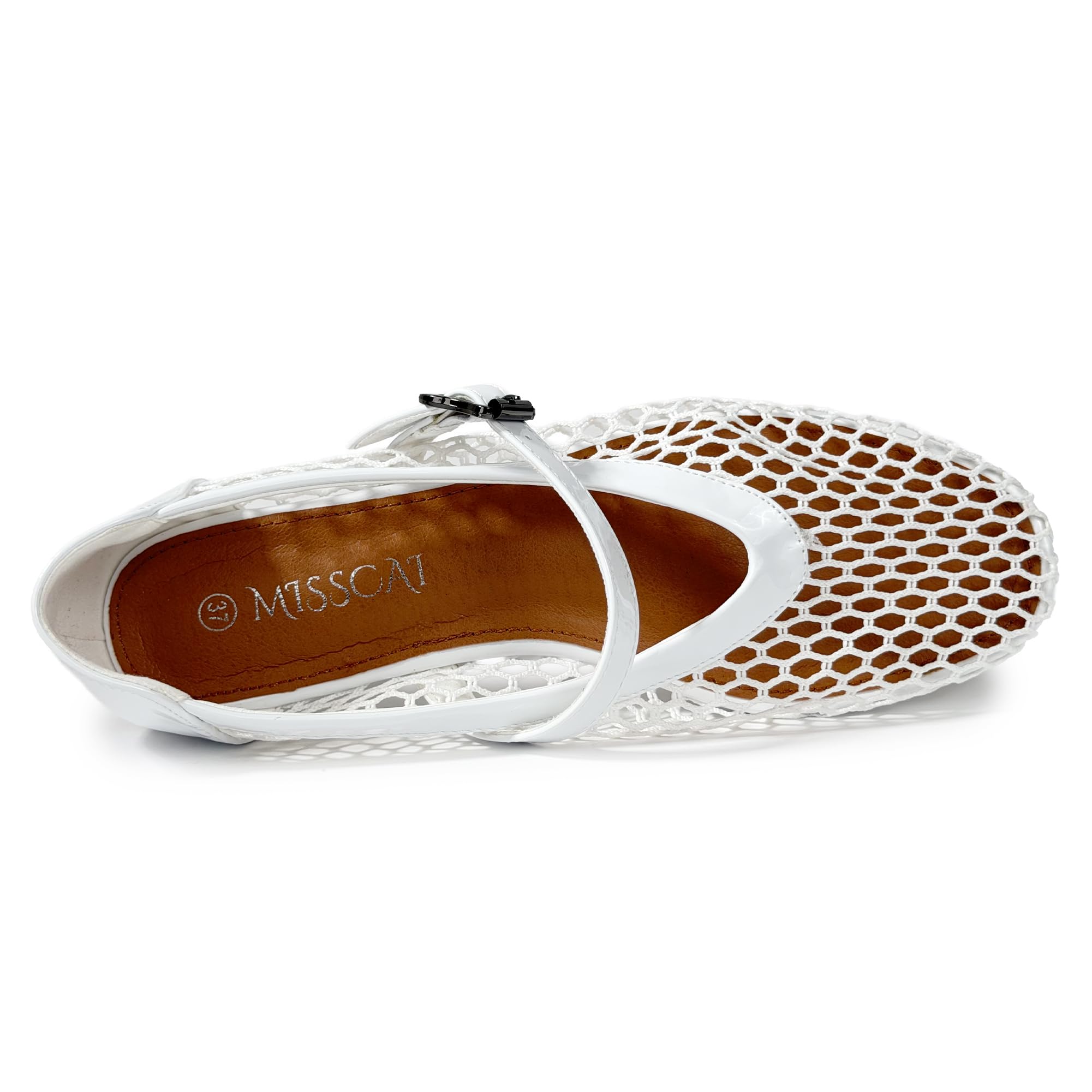 Damskie baleriny letnie Mary Jane Mesh Eleganckie płaskie buty z paskiem i klamrą zamknięte palce mercedity oddychające do biura na imprezę i na co dzień