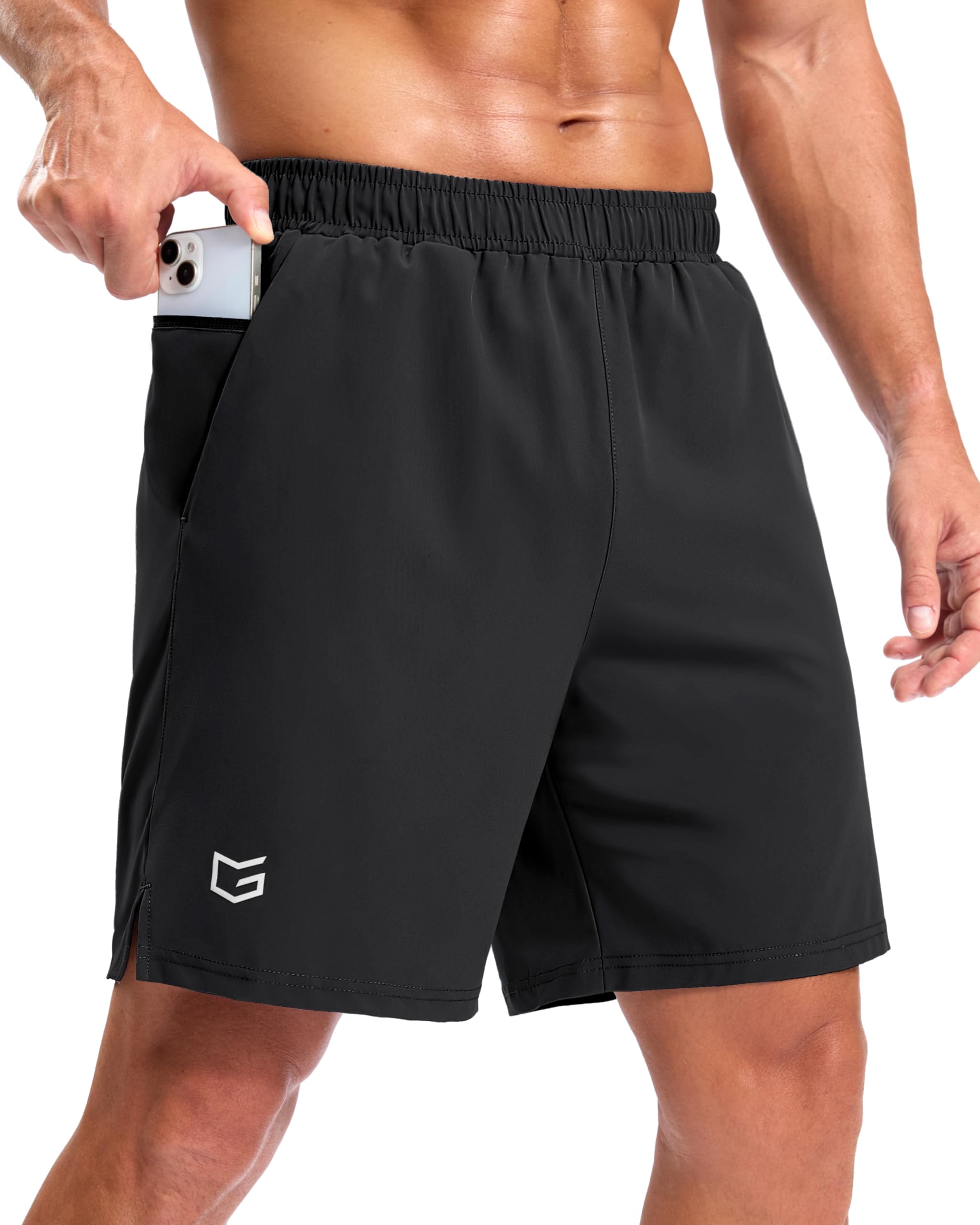 G Gradual Mens Workout Gym Shorts with 2 Zipper Pockets 7 5 9 Quick Dry Athletic Running Basketball