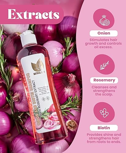 Miniatura 3 de NATURAL SANT - Champú y tratamiento de biotina de cebolla y romero para cabello más fuerte, grueso y largo - Suave y brillante, pérdida y