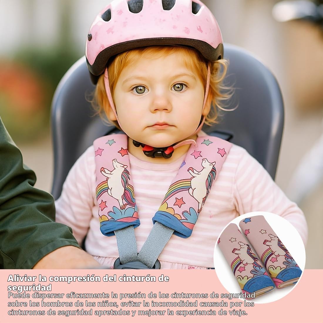 2 Piezas Protector Cinturon Coche Niños, Almohadilla Cinturon Coche, Coche Protector Cinturon Niños Almohadilla, Almohadilla para Coche con Dibujos de Unicornio para niños,