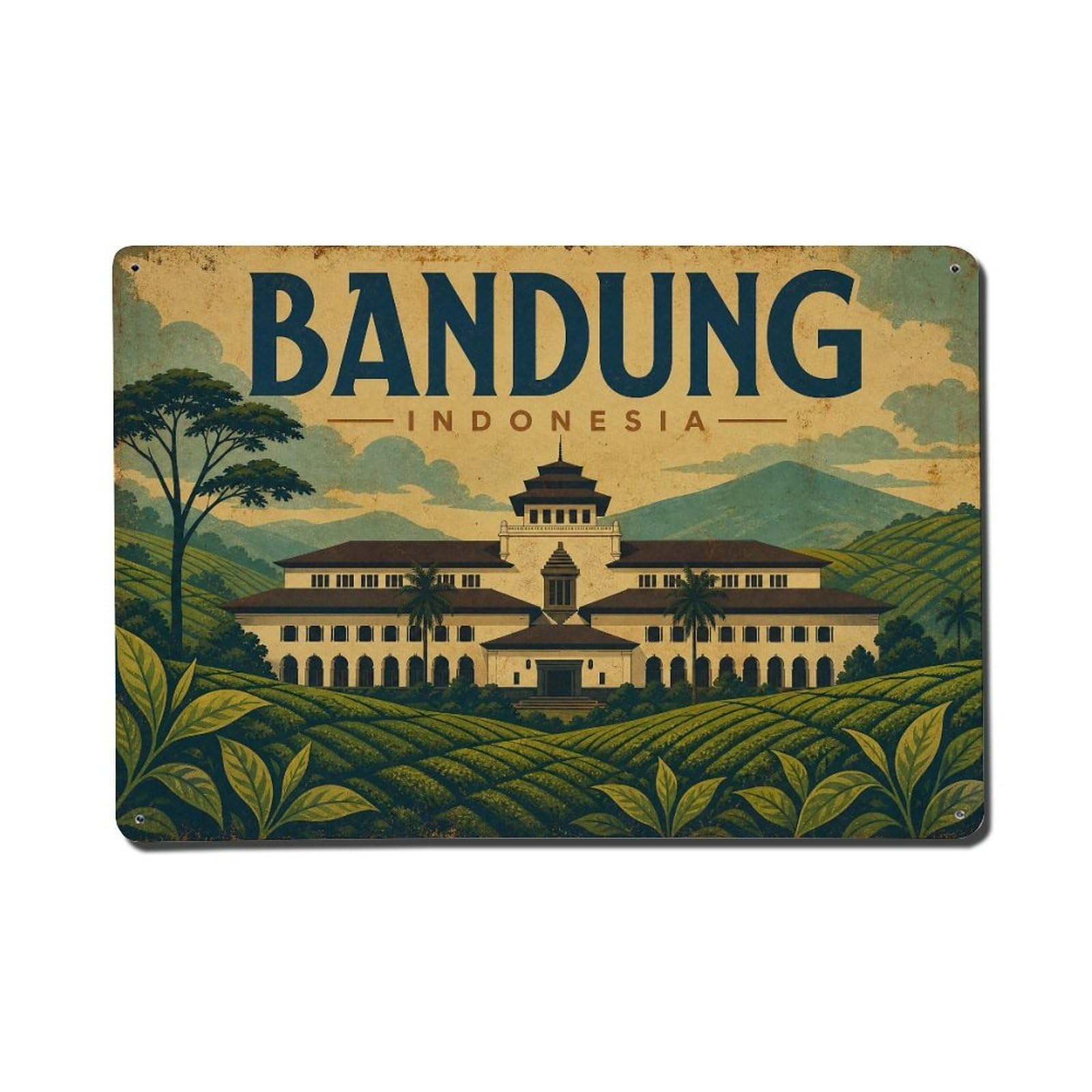 Metal Tin Sign Retro Travel Indonesia Bandung