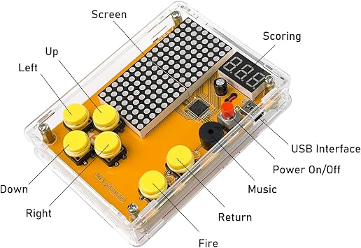 DIY Soldering Project Game Kit Retro Classic Electronic Soldering Kit with 5 Retro Classic Games and Acrylic Case
