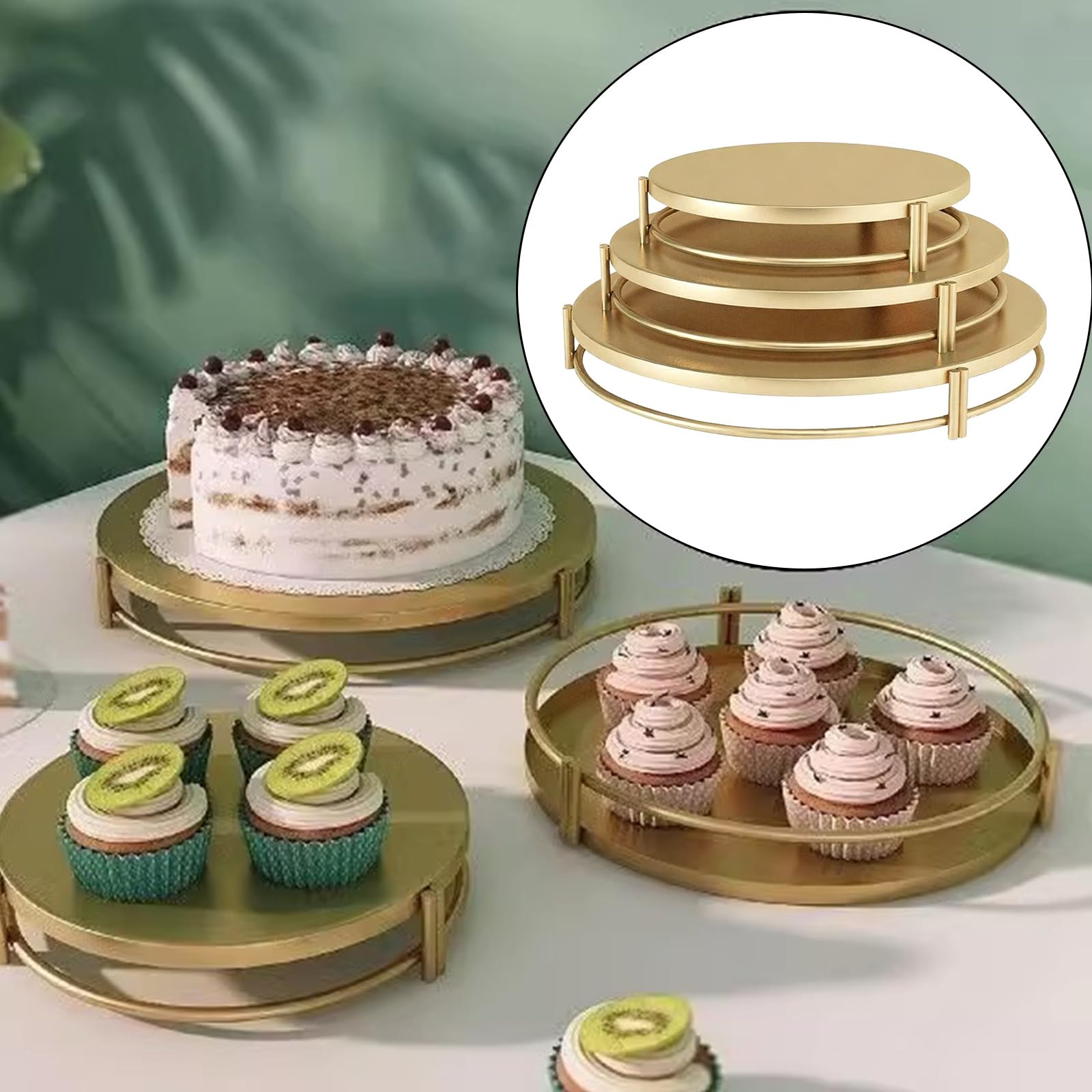Estante de metal para postres de 3 capas, acero inoxidable, decoración de cocina, para repostería, fruta, presentación en fiestas, bodas, estante de metal resistente, herramienta para hornear