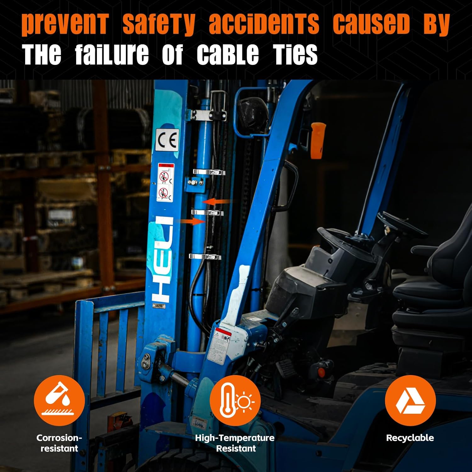 24 Inch Metal Cable Zip Ties, Stainless Steel Zip Ties Long,500 Lbs Heavy Duty Self-Locking Strap Ties, Steel Cable Tie, 40 PCS Strength for Exhaust Wrap, Garden Ties, UV Resistant Cable Ties