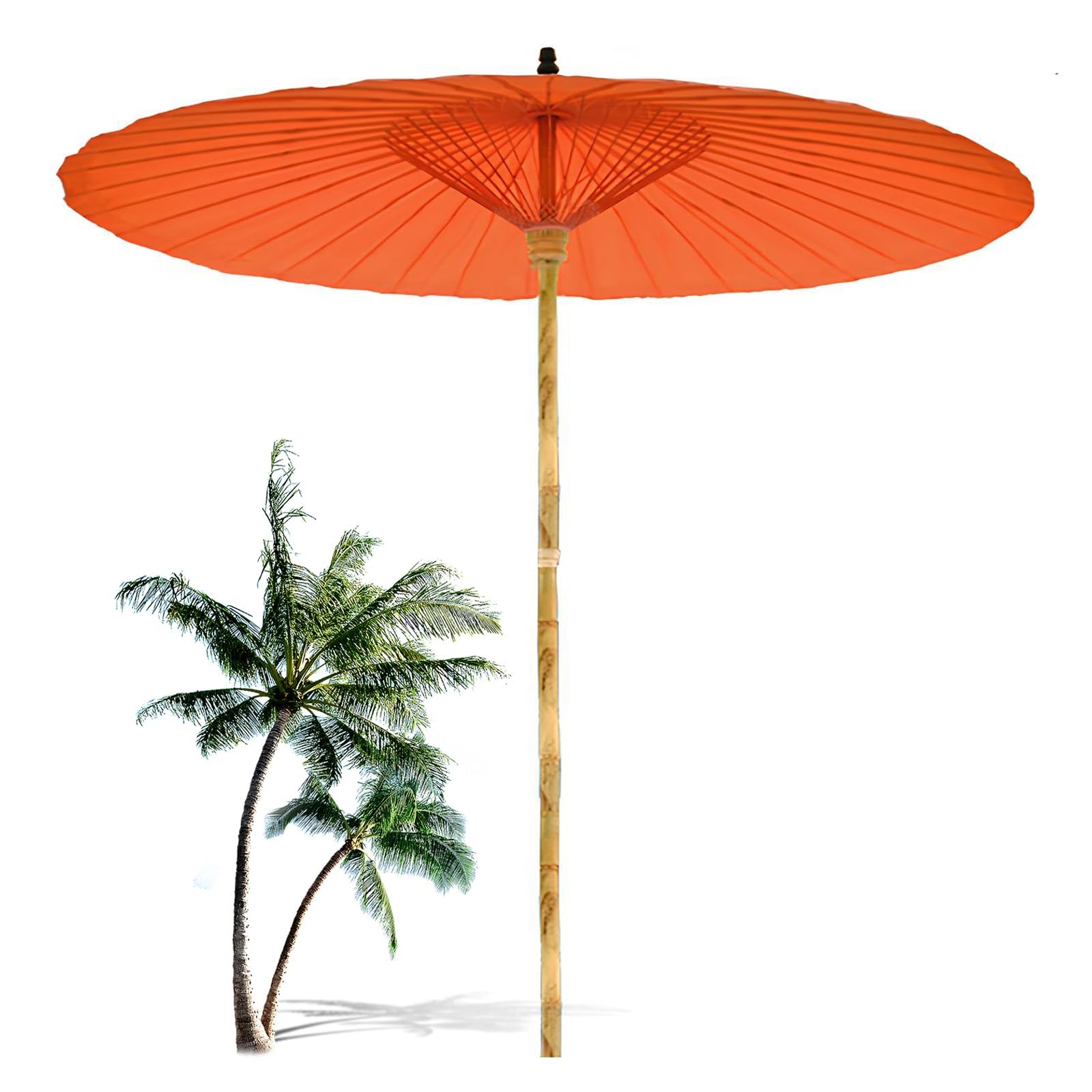 Chinesischer Sonnenschirm aus Ölpapier & Bambus – Ø200 cm, Handgefertigt, Faltbar & Leicht, UV-Schutz 50+ & Wasserfest – Für Terrasse, Gartenfest, Strand Sockel Nicht Inklusive(Orange)