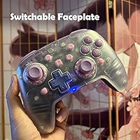 Vista 2 de KENNEAS Wireless Controller Compatible with SwitchOLEDLite(No Deadzone), Ergonomics GripFancy LED LightReplaceable Faceplates 850mAh Big