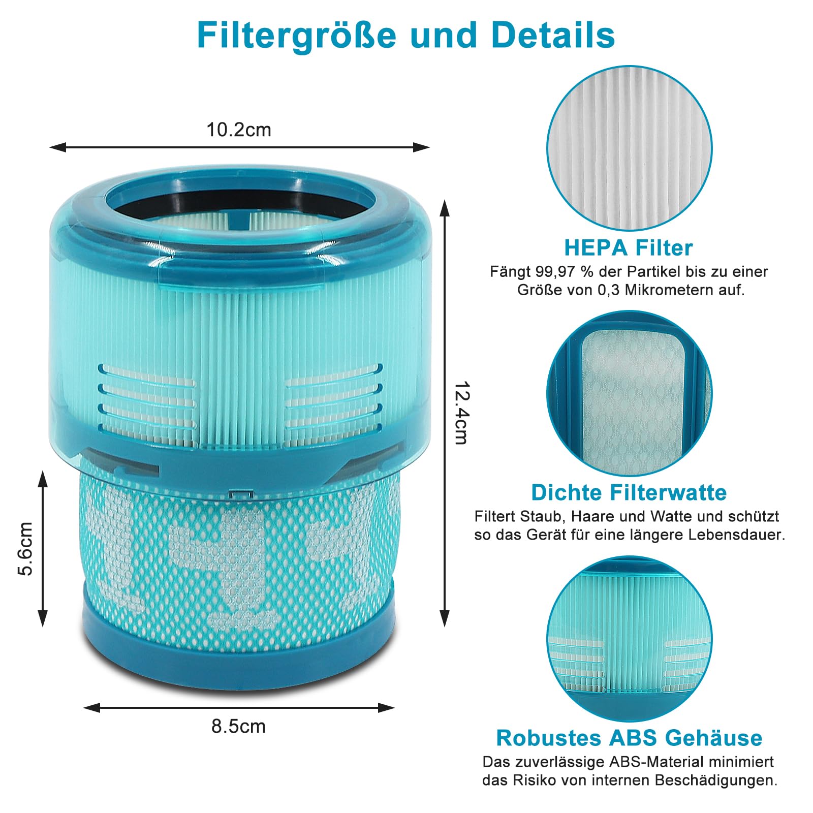 Gen5detect, 2 filtri di ricambio per Dyson Gen5 Detect, Gen5outsize, Gen5detect Absolute, Gen5outsize Absolute Aspirapolvere senza fili, con spazzola per la pulizia, sostituisce #972352-01