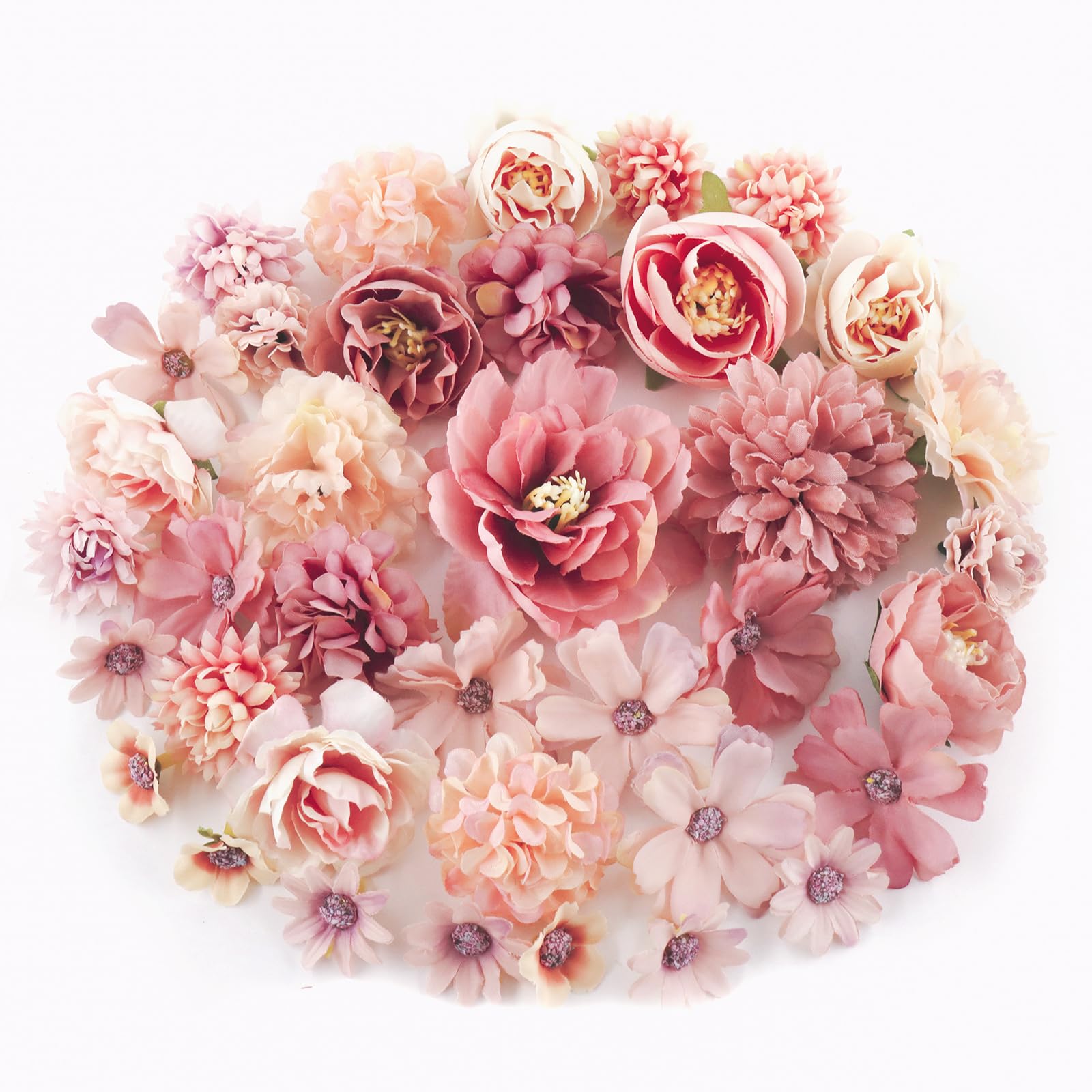 37 Stück Kunstblumen Blumenköpfe Basteln 2-8cm Fake Künstliche Blumen Artificial Flowers Streudeko Blumen Mini Seidenblumen Für Kuchendekoration Hochzeit Zuhause DIY-Basteln Scrapbooking