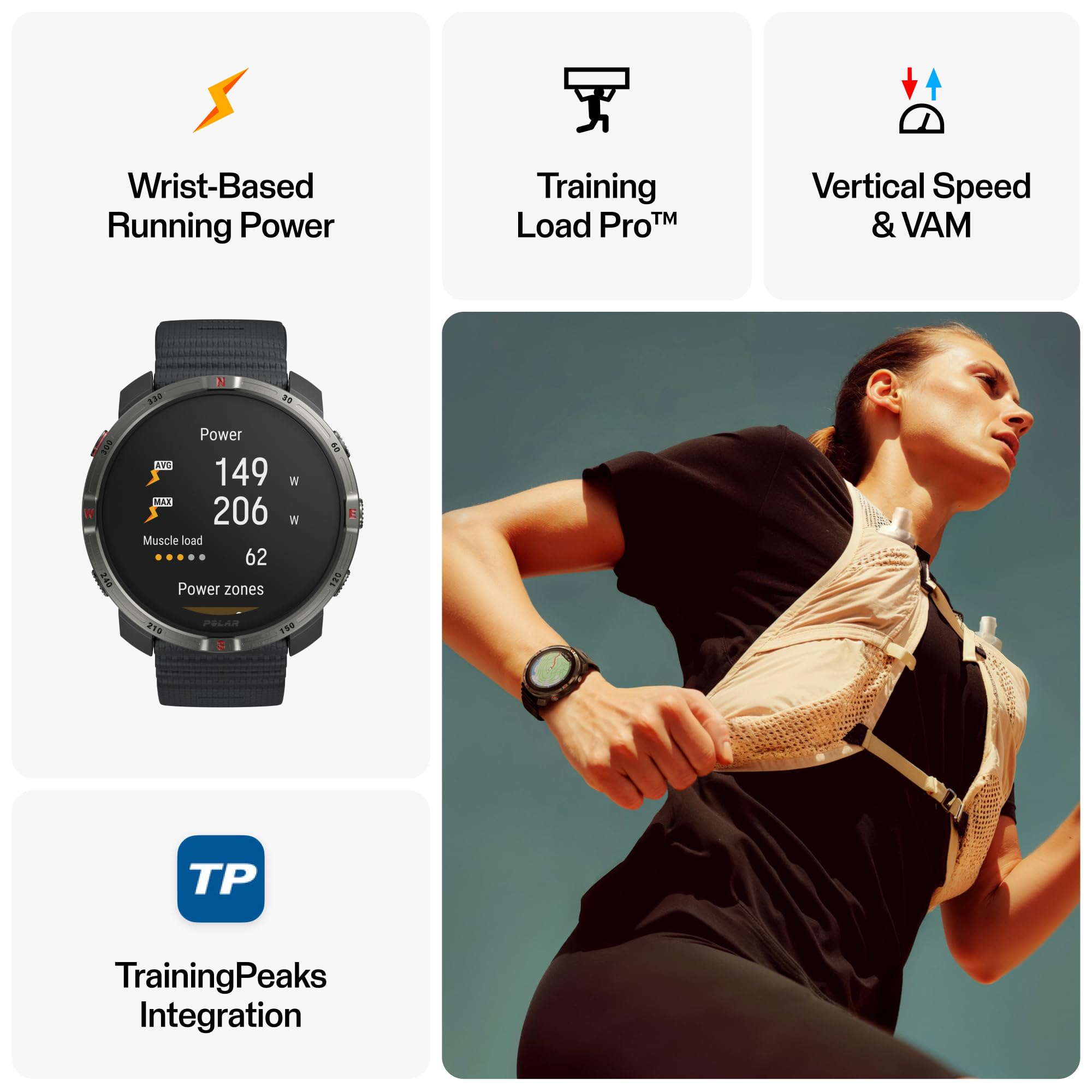 Polar Grit X2 Montre GPS Outdoor AMOLED | Cartes hors ligne, ECG au poignet, Technologie Elixir, Jusqu'à 7 jours d'autonomie