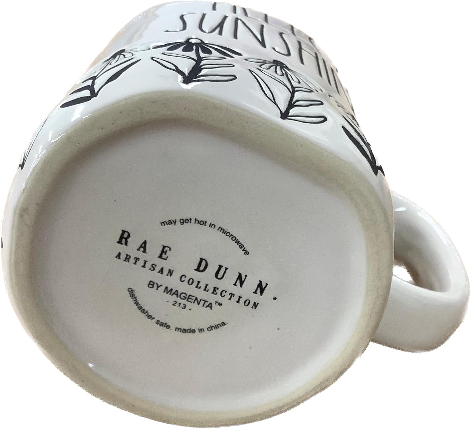 Rae Dunn Hello Sunshine Black & White Floral Base Coffee Mug