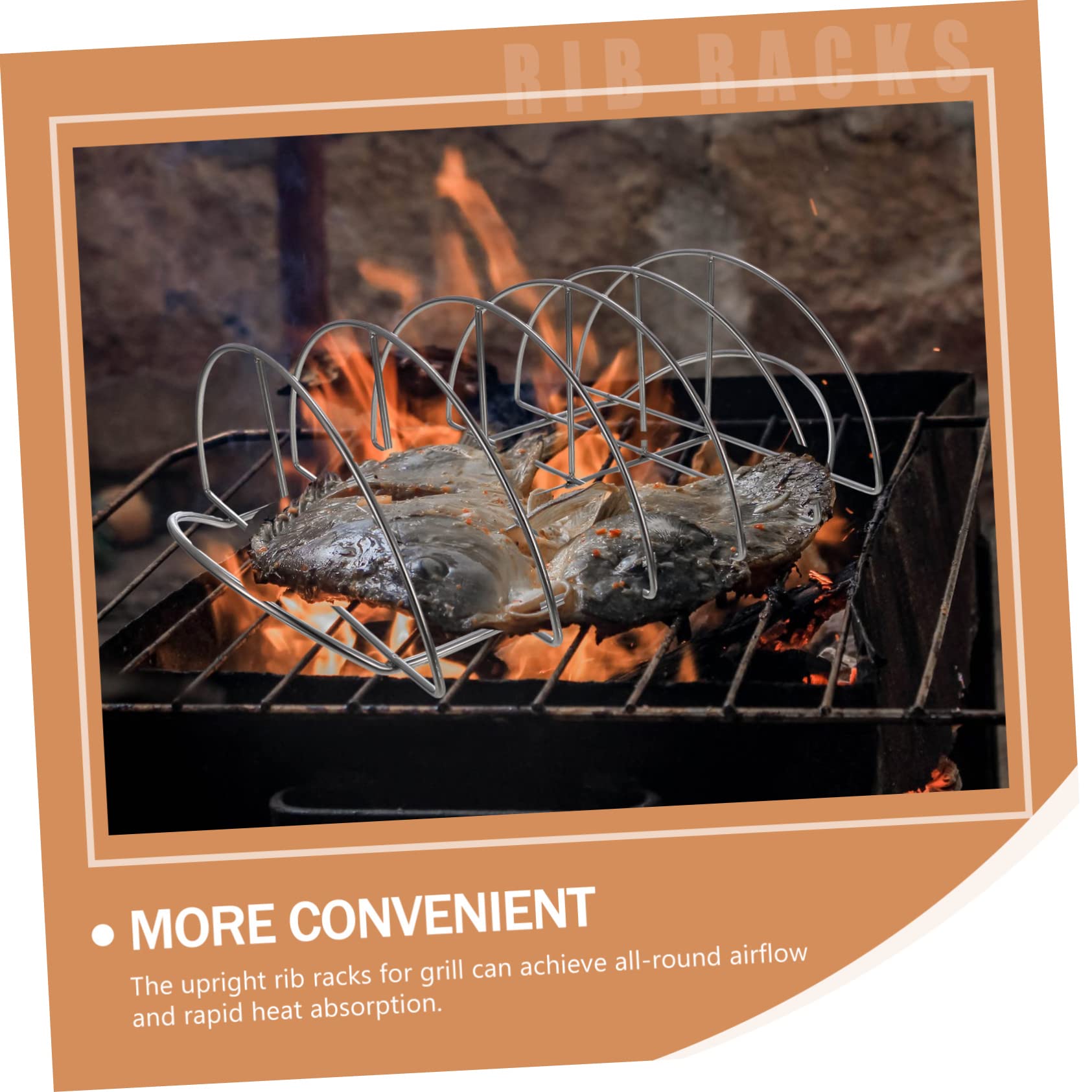 ifundom Supporto per Costolette in Acciaio Inox, Resistente all’Usura, Leggero, per Barbecue e Affumicatore, Accessorio per Grigliate Domestiche e Picnic