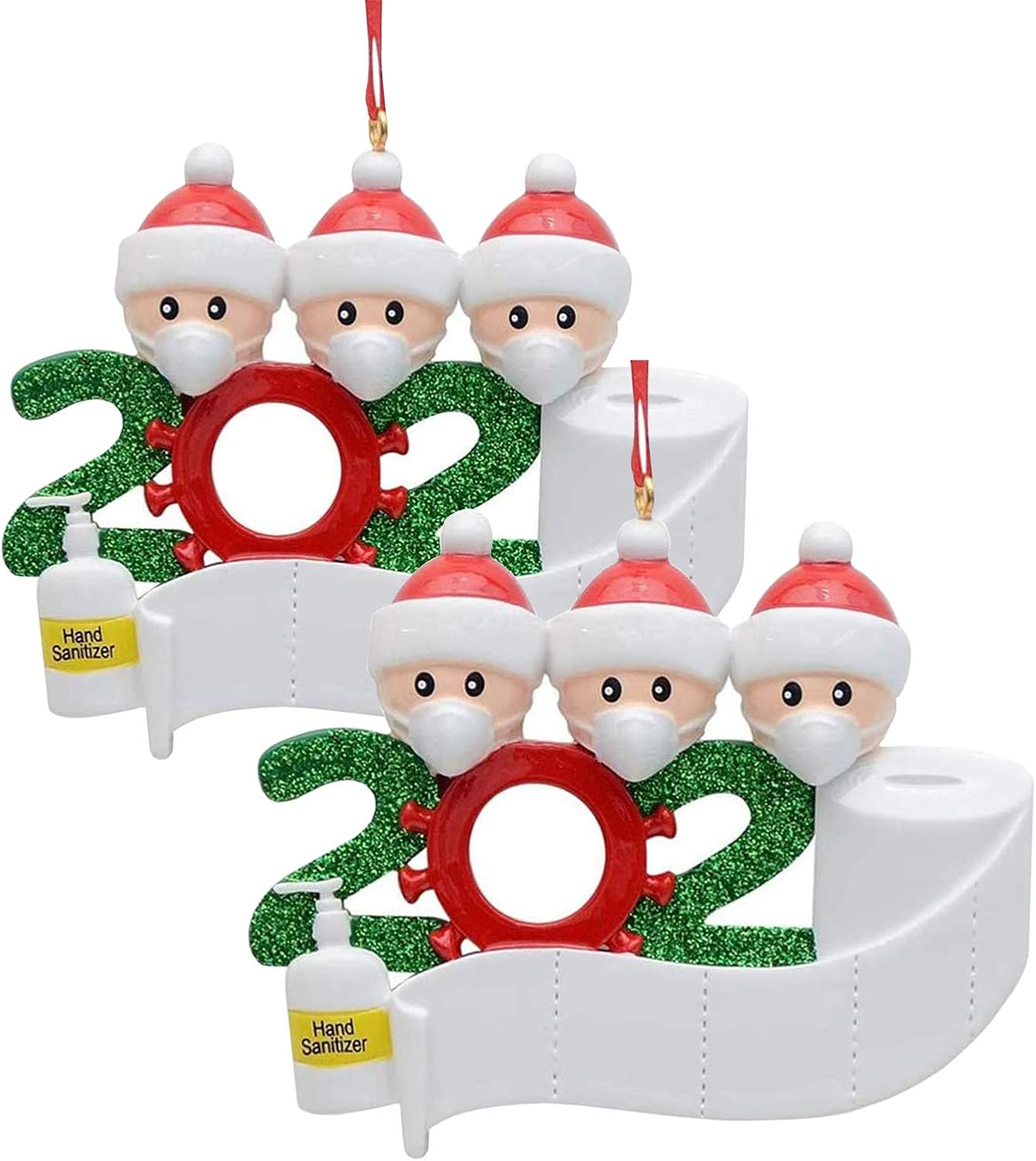 2020 Christmas Ornaments Quarantine, Handmade Christmas Tree Decor Ornaments Christmas Party Decoration Gift, DIY Creative Customized 2-4 Family Name