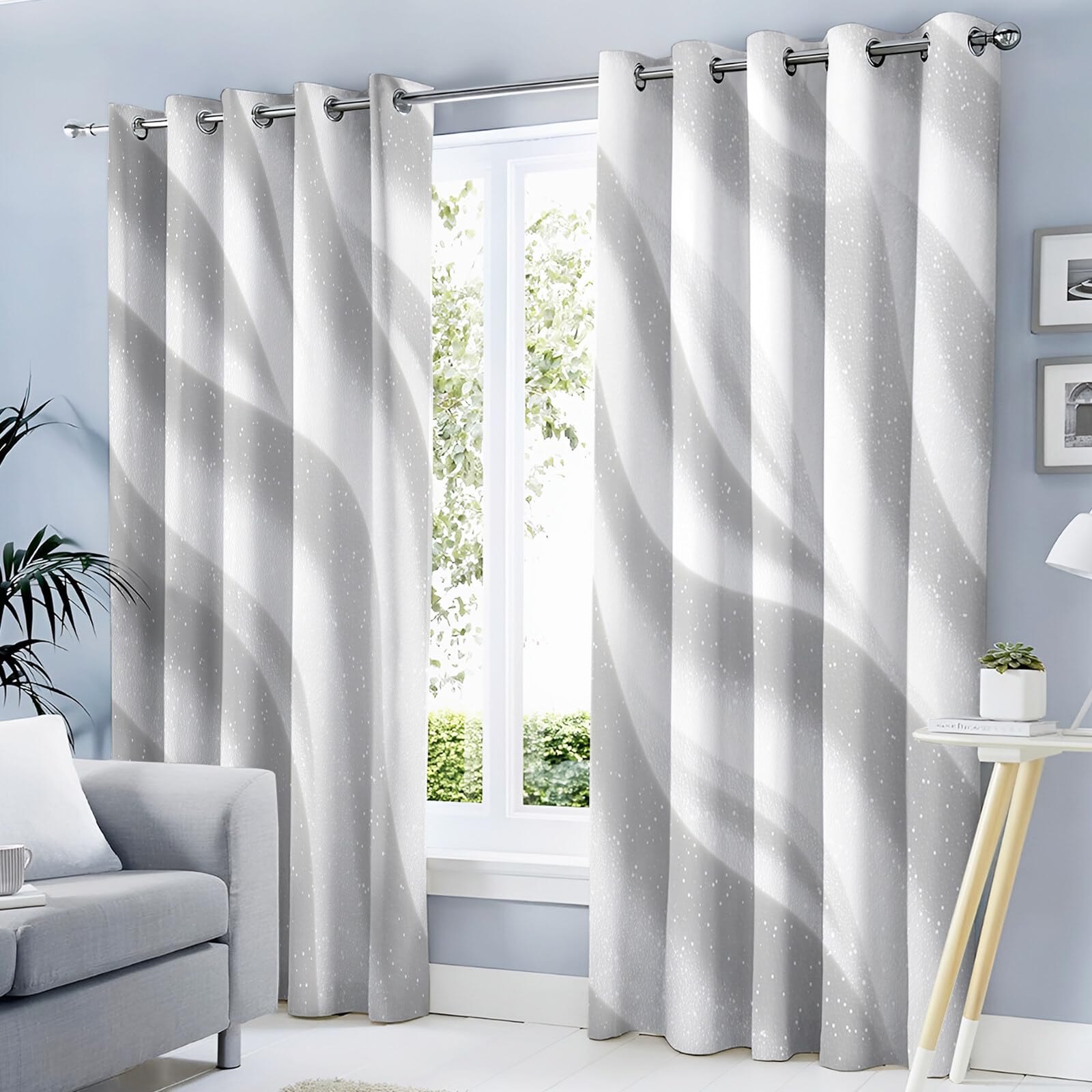 Isolanti Per Camera Da Letto Stampa 3D Curva D'Onda Bianco 2 Pannelli 132X160Cm(L X A) Tende Soggiorno Consistenza Morbida Decorazione Motivo Finestra Bambini Tenda Oscuranti Occhielli