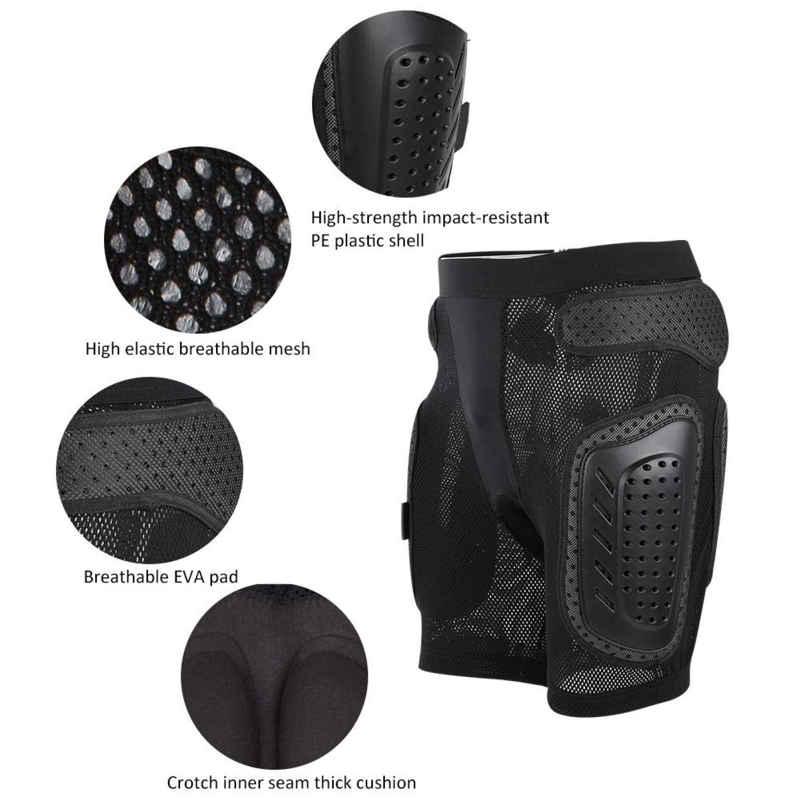 Pantalones Cortos de Ropa Interior para Ciclismo de Bicicleta, Pantalones Cortos Acolchados 3D, Protección para Cadera Y Trasero, Doble Protección para Cadera Protectora, Ciclismo de Coxis(Negro L)