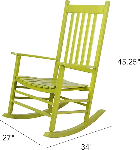 Miniatura 3 de Shine Company - Mecedora para porche estilo Vermont, Silla mecedora de madera de respaldo alto, color lima