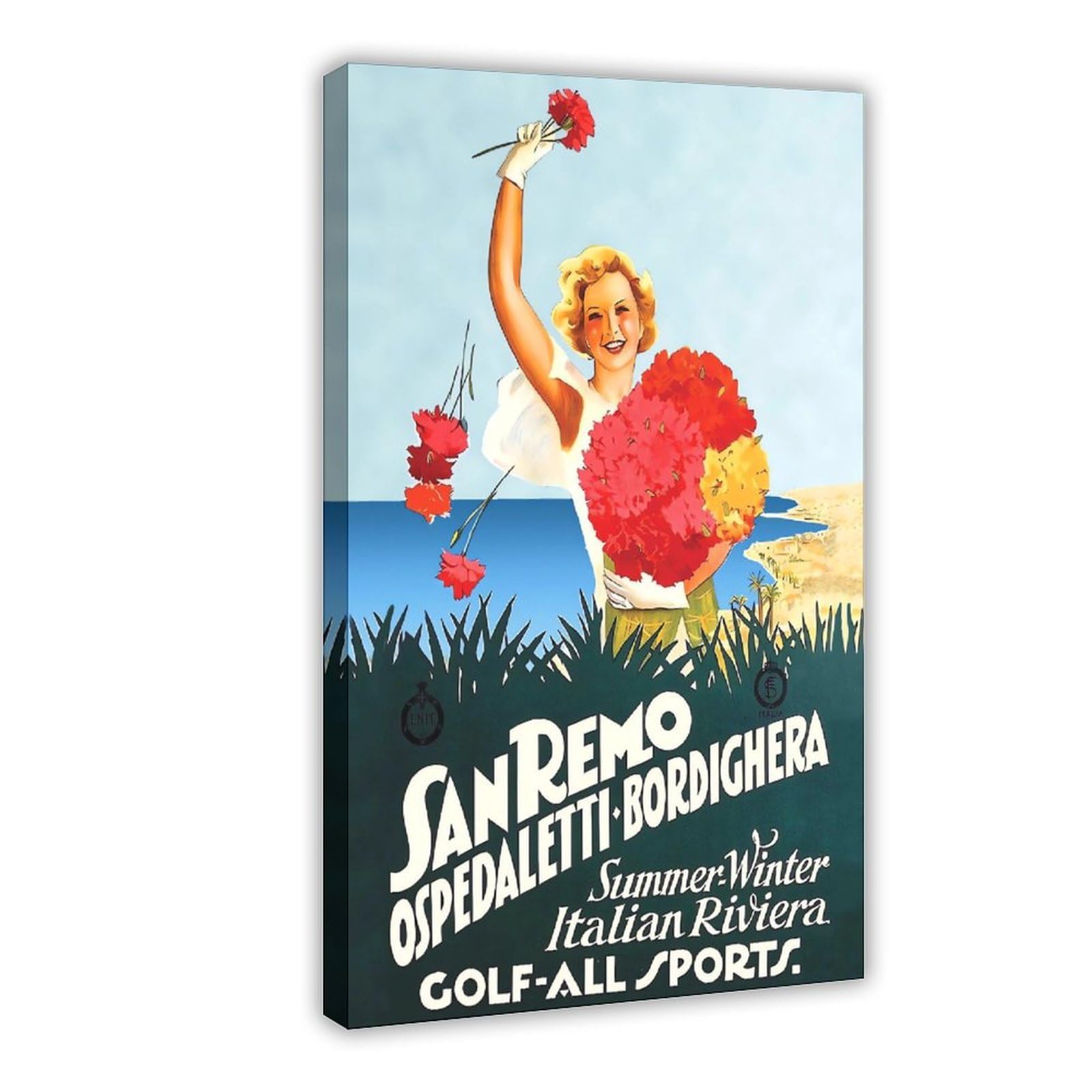 QNVJQKDSI Sanremo Travel Vintage Canvas Poster Bedroom Decor Landscape Office Room Decor Gift 16" L X 24" W