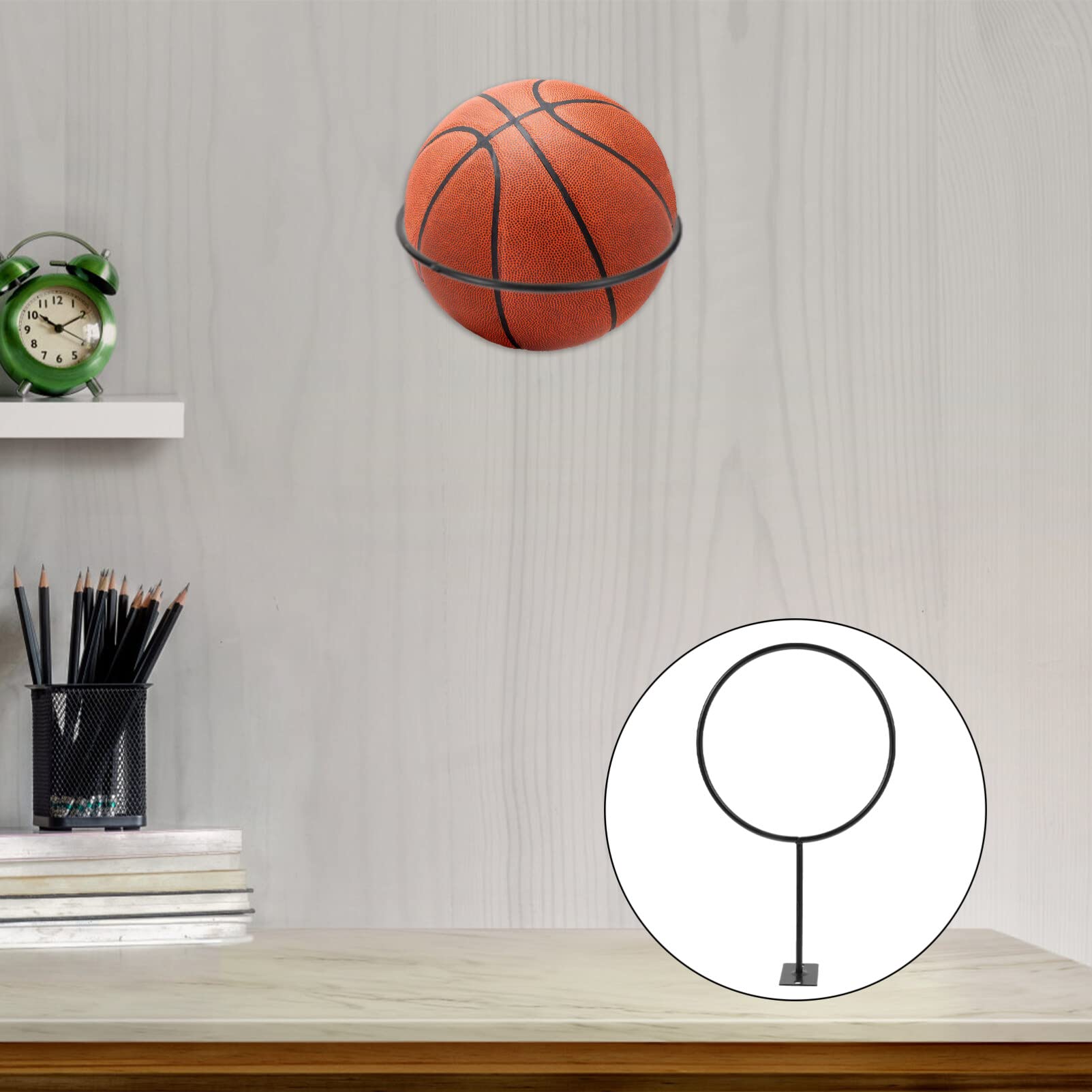 Lot de 2 supports muraux pour ballon de basket-ball, football, volleyball, basketball, volley-ball, en métal, noir