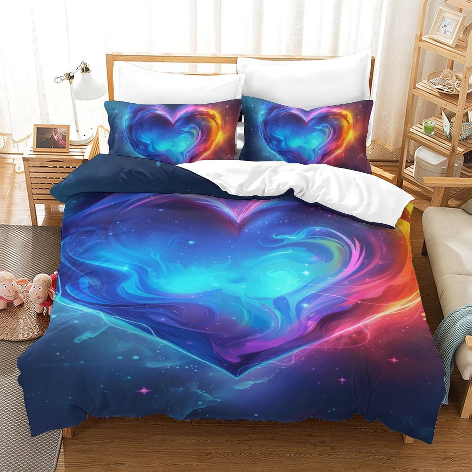 Housse de couette 140x200 amour facile à laver et rapide à enfiler avec sa fermeture éclair