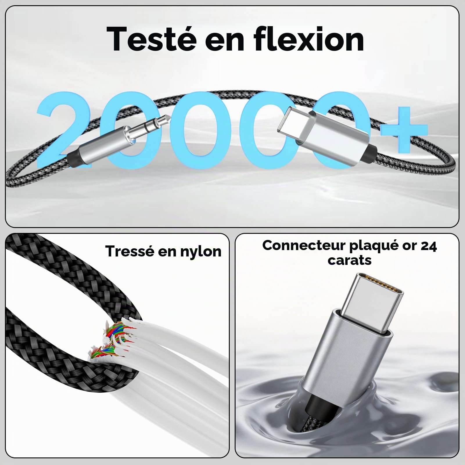 Câble USB C vers Jack 1.5M,USB C vers Auxiliaire Prise Jack 3,5mm,Adaptateur USBC Jack 3.5mm Compatible avec iPhone 17 Air Pro Max/16/15,Samsung Galaxy,S25/S24/S23 Ultra,iPad,Huawei P40/Mate40