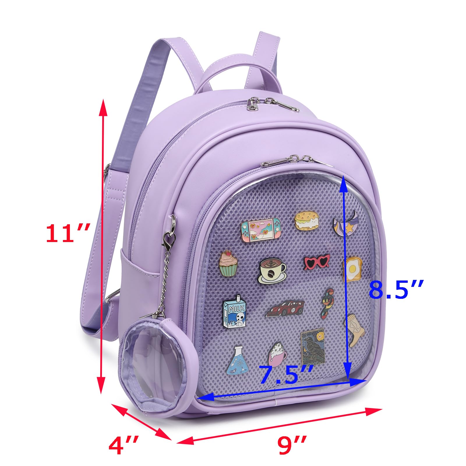 CHERRY SAUCE Kawaii Backpack PU Leather Ita Bag Aesthetic Cute Purse Pin Display