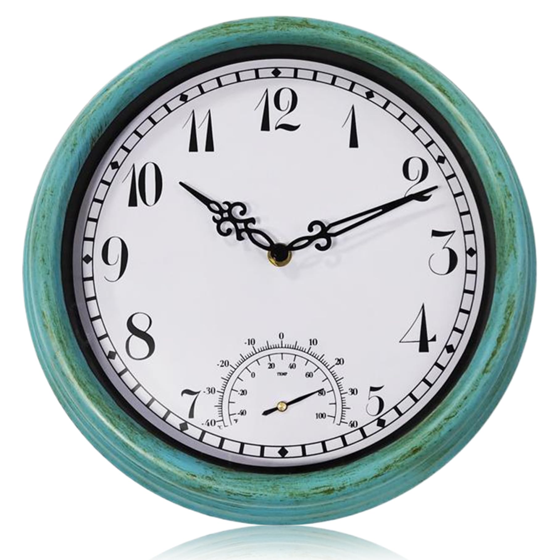 Horloge extérieure étanche et silencieuse sans tic-tac avec thermomètre