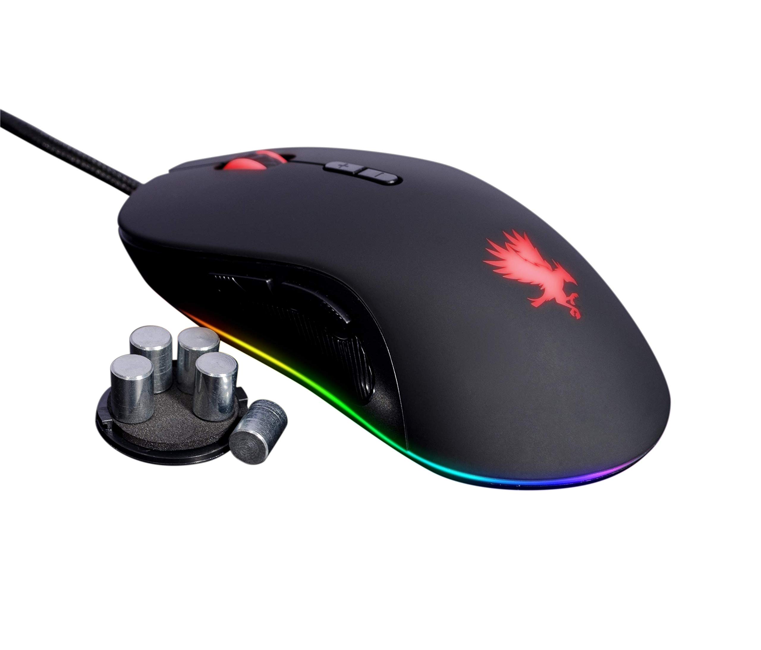 Nightfall NF12 RGB Gaming Ratón, diseño simétrico, durabilidad de 50 millones de clics, botones programables, conmutación dinámica DPI, color personalizado, DPI para Windows PC Gamers (negro)