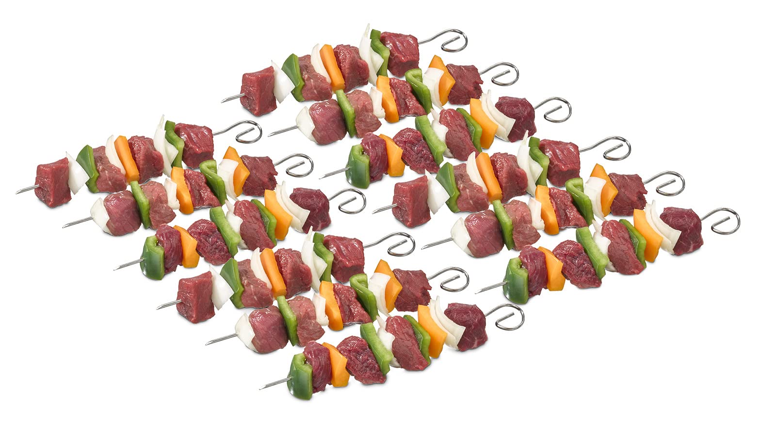 Buddy's BBQ Szpikulce płaskie ze stali nierdzewnej, 12 x 21 cm, najwyższej jakości do mięsa, ryb, warzyw, do użytku wewnątrz i na zewnątrz, bezpieczne i trwałe