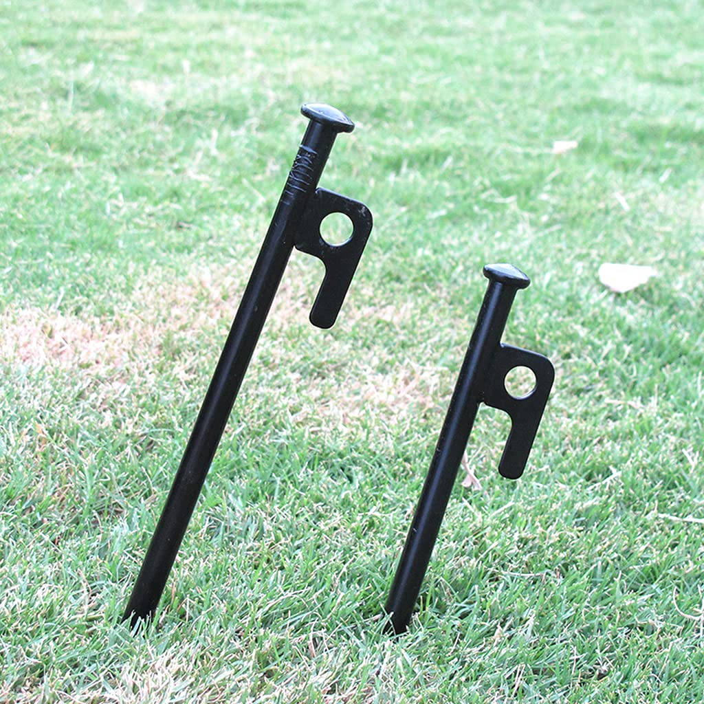 8 Stück Zeltheringe aus Stahl, Nägel für Campingzelte, stabil, unzerbrechlich und unflexibel, für Outdoor-Ausflüge, Wandern, Gartenarbeit, 20 cm (schwarz, 20 cm) (Schwarz 30CM)