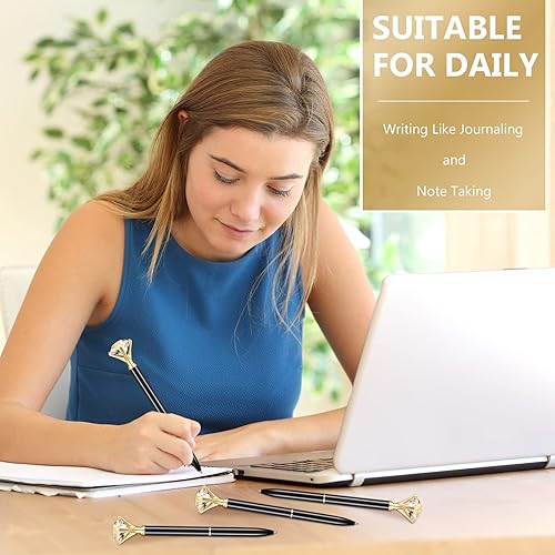 Miniatura 18 de Yahenda 50 bolígrafos de diamantes para regalos de Navidad, bolígrafos para despedida de soltera, bolígrafo de tinta negra a granel, de metal Oro